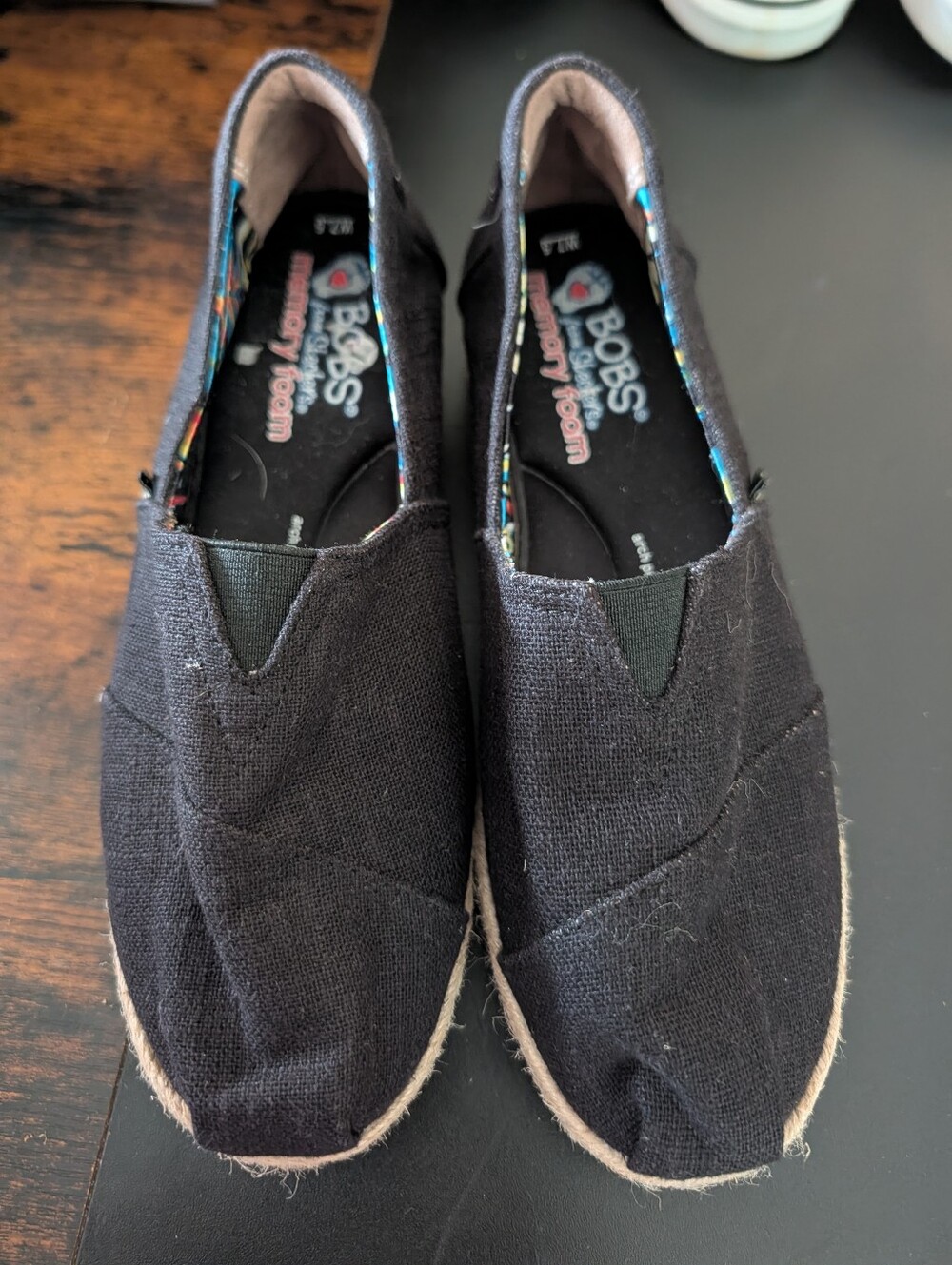 Skechers BOBS Black Slip-On Canvas Loafers